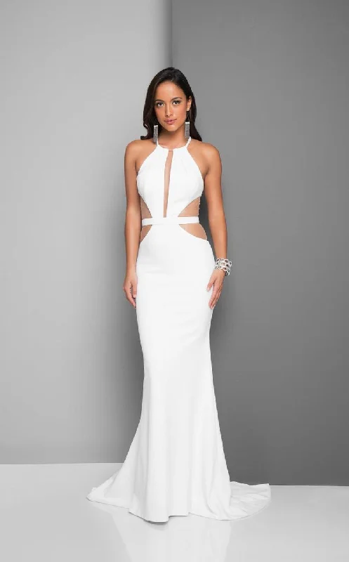 Overstock Sale Terani Couture - Daring Halter Mermaid Gown with Side Cutouts 1712E3297