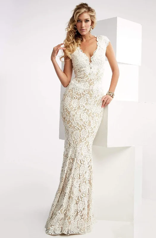 Special Promotion Jasz Couture - V-Neck Floral Lace Evening Gown 6025