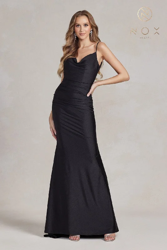 Members Only Sleeveless Cowl Mermaid Gown by Nox Anabel K490