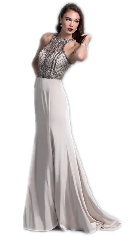Special Buy Aspeed Design - Jewel Accented Halter Prom A-line Dress