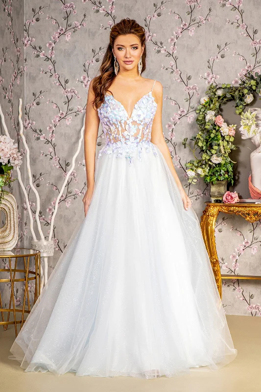 Don't Wait 3D Butterfly Sleeveless Corset A-line Gown by GLS Gloria GL3265