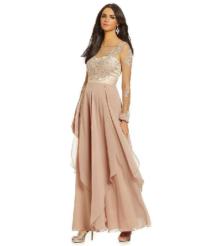 Extra Discounts Decode 1.8 - 182825 Illusion Long Sleeve Layered Chiffon Dress