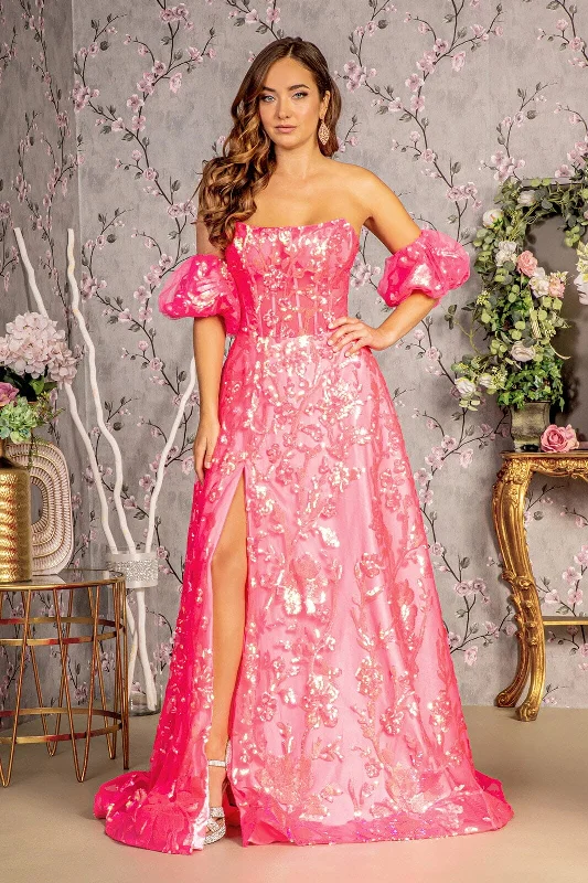 Huge Discounts Sequin Print Strapless A-line Slit Gown by GLS Gloria GL3311