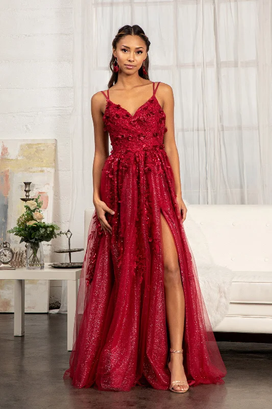 Final Clearance 3D Floral Strappy Back Gown by Elizabeth K GL3033