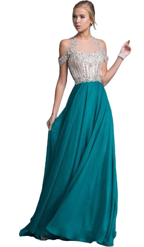 Bonus Savings Trevi Collection - Bedazzled Illusion Halter Prom Dress
