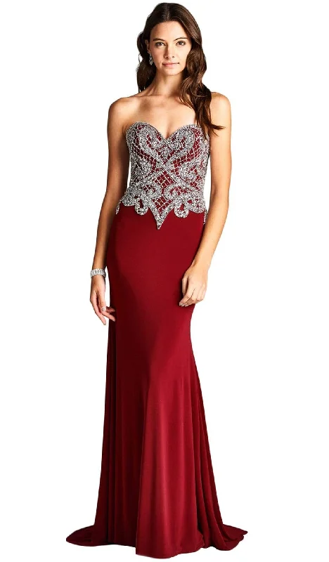 Fantastic Offers Trevi Collection - Bedazzled Strapless Sheath Evening Dress