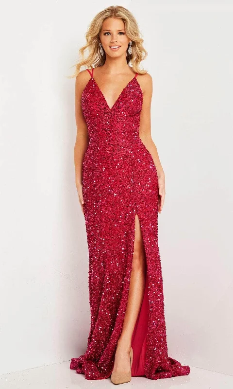 Reduced Prices Jovani 36437 - Sequined V Neck Prom Dress