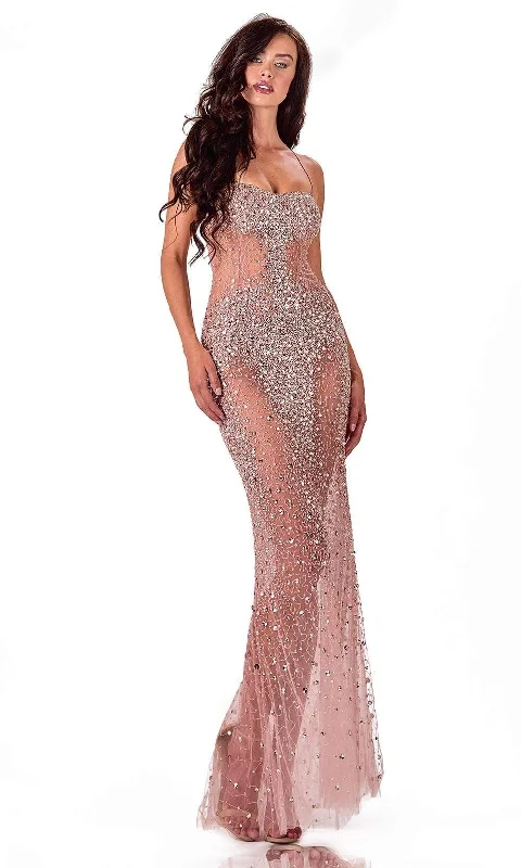 Deal Dash Terani Couture - 2111P4010 Embellished Scoop Neck Sheath Dress