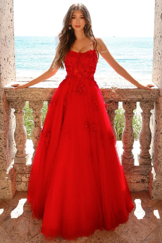Best Bargains Lace Applique Sleeveless Gown by Amelia Couture 7035