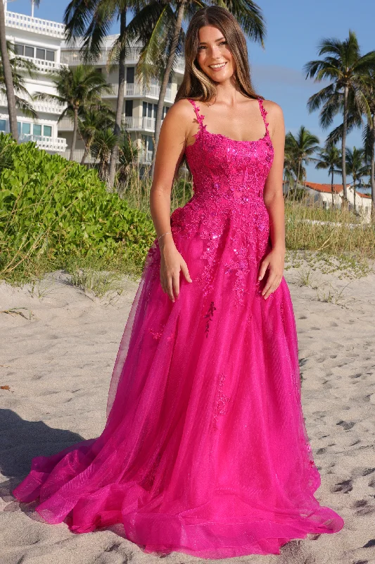 Act Now Applique Sleeveless A-line Slit Gown by Amelia Couture 4044