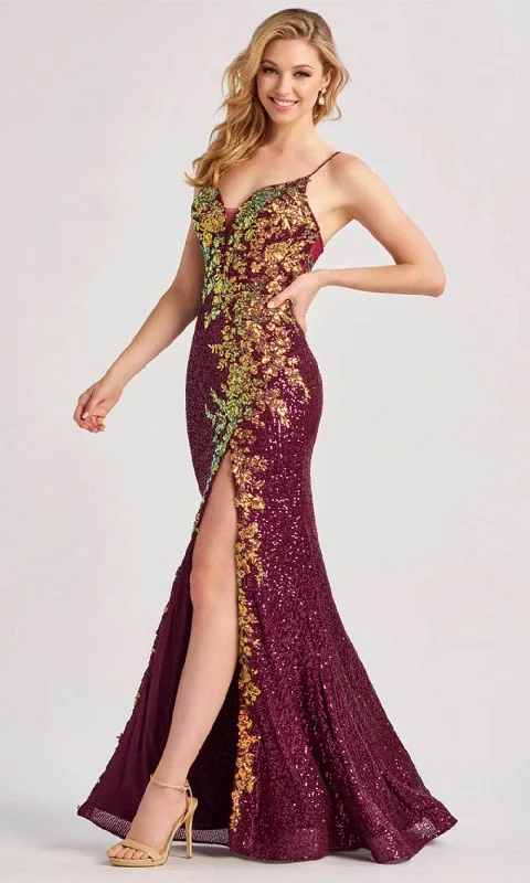 Special Price Colette By Daphne CL8425 - Floral Sequin Prom Gown