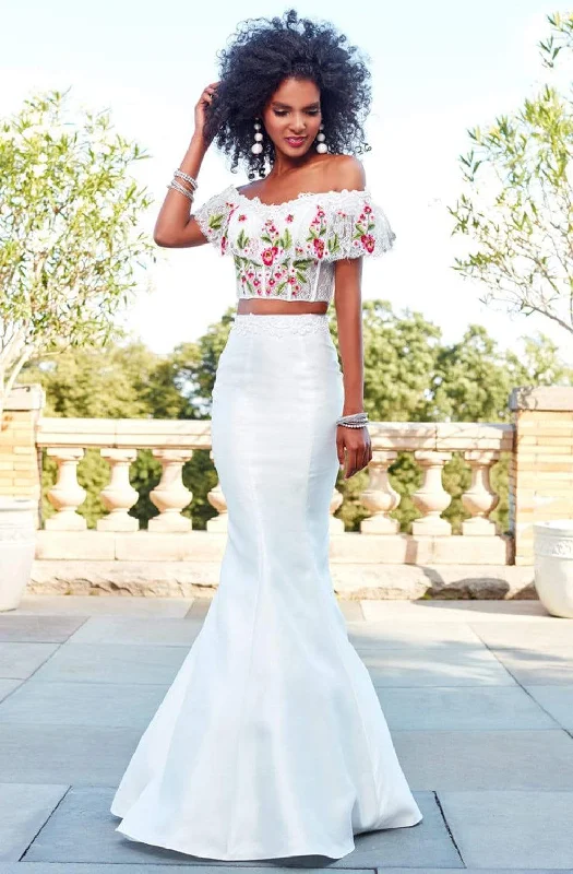 Stock Clearance Clarisse - 4955 Two Piece Multi-Color Embroidered Mermaid Dress