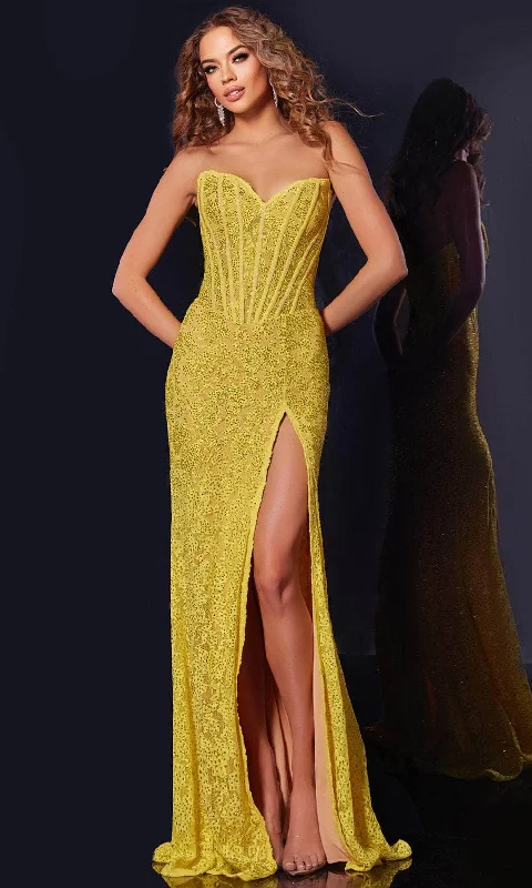 Super Savings Jovani 43093 - Lace Applique Prom Dress