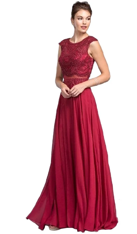Overstock Trevi Collection - Mock Two Piece Jewel Embroided A-line Prom Dress