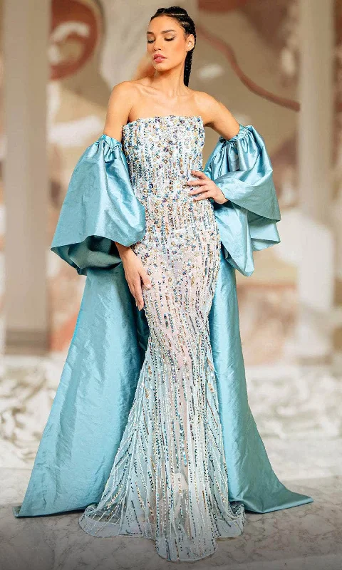 Holiday Sale MNM Couture K4174A - Strapless Multi-Color Beaded Evening Gown