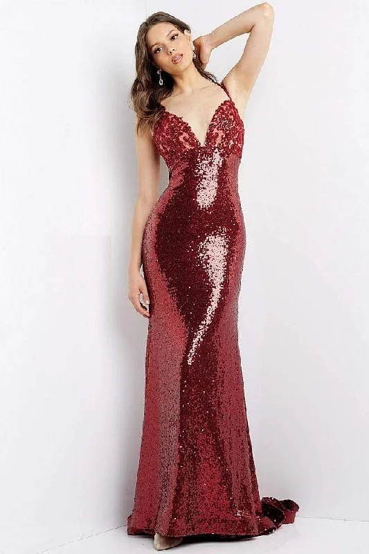 New Deals JVN by Jovani - JVN05803 Strappy Sequined Trumpet Gown