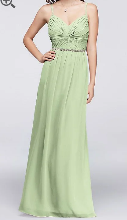 Special Promotion David's Bridal Twist Bodice Chiffon Dress with Beaded Belt