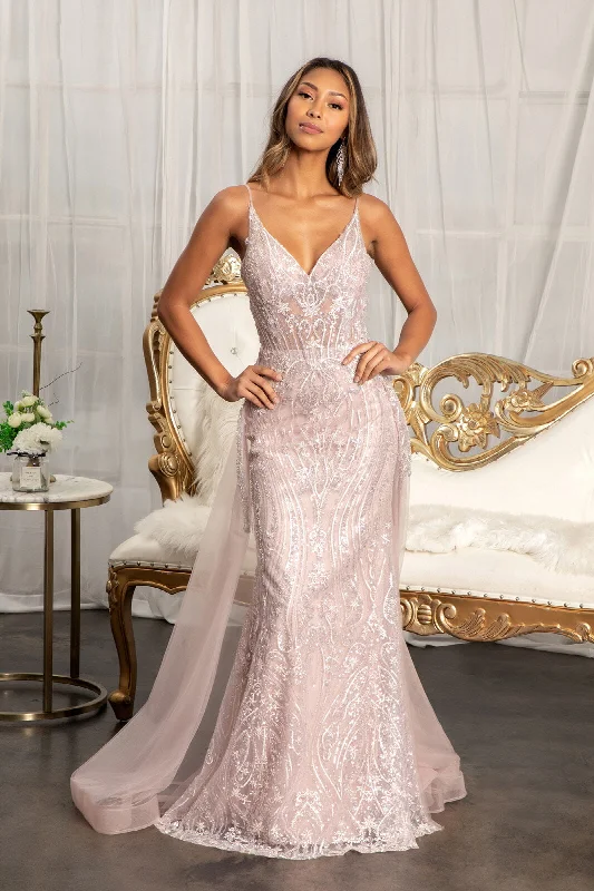 Discount Mania Embellished Overskirt Gown by Elizabeth K GL3043