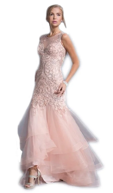 Deal Zone Trevi Collection - Embellished Ruffled Tiered Trumpet Prom Dress