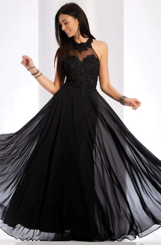 Flash Deals Clarisse - 3528 Jeweled Lace Applique Halter Gown
