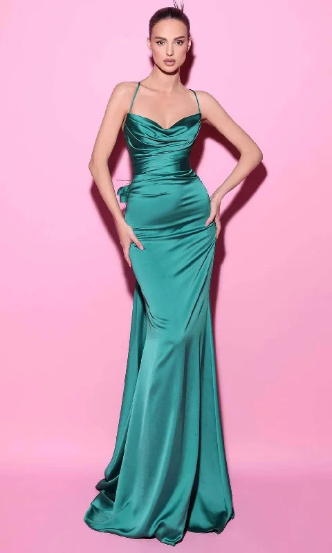 Crazy Deals Tarik Ediz 54014 - Cowl Neck Godet Accent Evening Gown