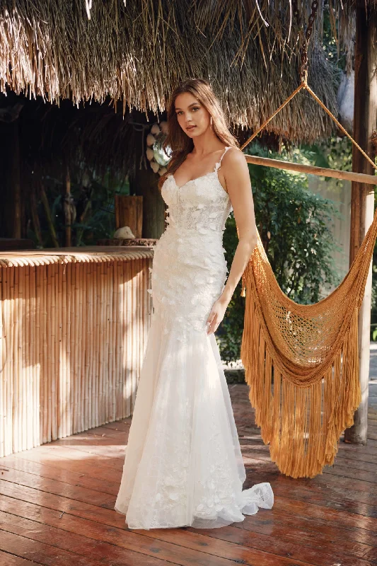 Bonus Savings 3D Floral Sleeveless Bridal Mermaid Dress by Juliet JT2475UW