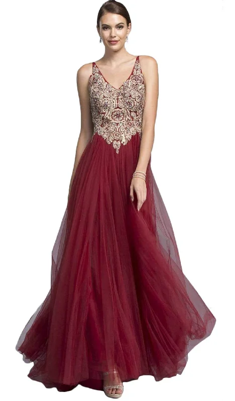 Major Savings Trevi Collection - Jeweled V-neckline A-line Prom Dress