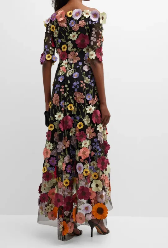 Instant Discount Teri Jon Rickie Freeman Floral Embroidered Off the Shoulder