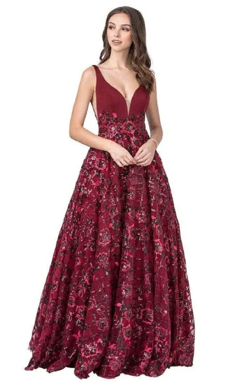 Grand Opening Sale Trevi Collection - L2237 Embellished Chiffon Lace A-Line Gown