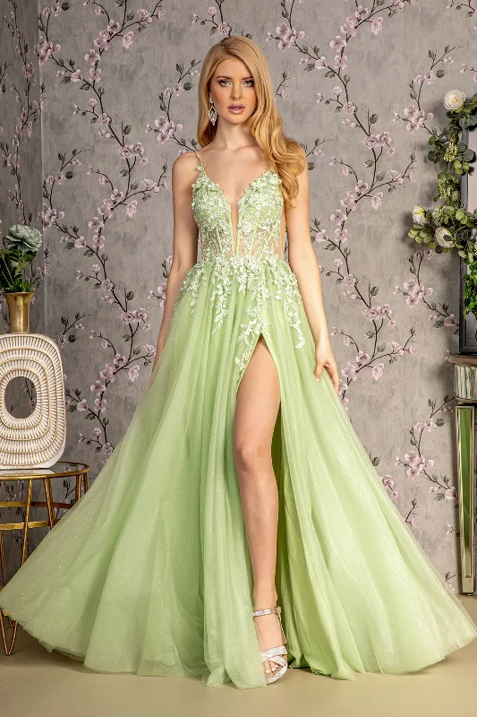 Early Bird Discount Applique Sleeveless A-line Slit Gown by GLS Gloria GL3202