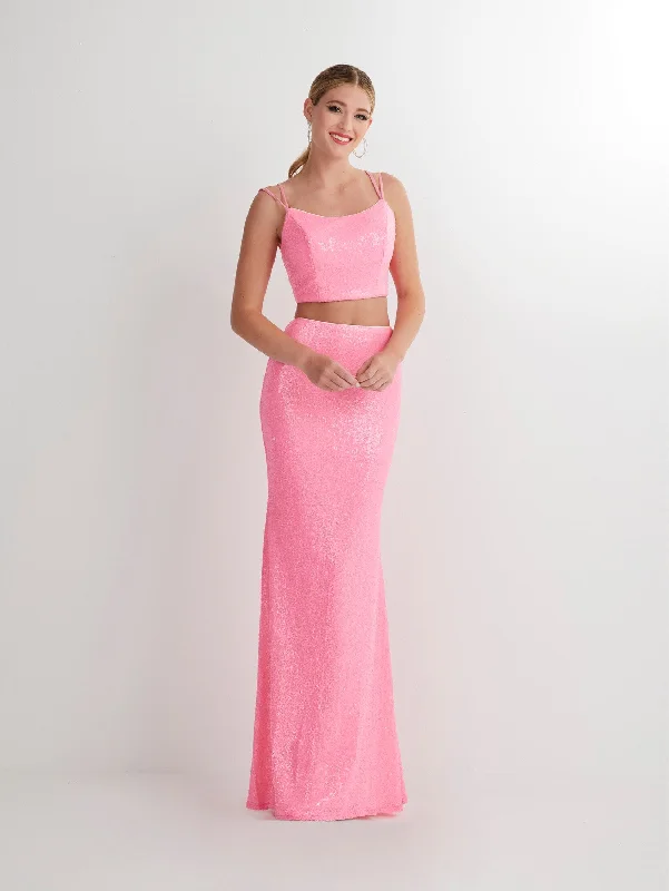 Low Prices Sequin Lace-Up Back Two Piece Gown by Studio 17 12886