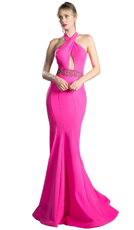 Mega Deal Ladivine 11978 - Scuba Mermaid Dress Halter Neck Evening Gown