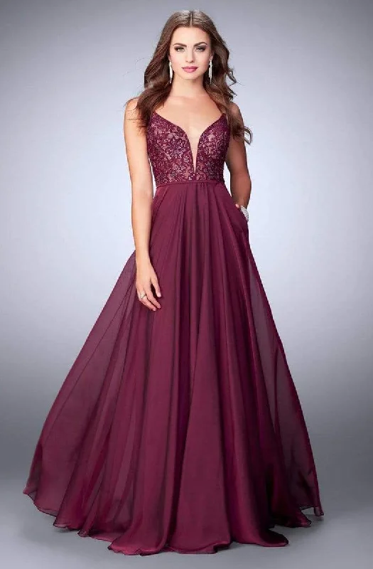 Sale Event La Femme - Deep Sweetheart Long Lace Evening Gown 23964SC