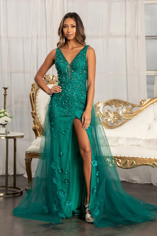 Take Advantage Fitted 3D Floral Applique Gown by Elizabeth K GL3011