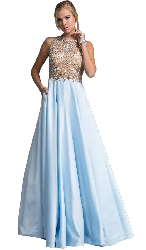 Mega Sale Trevi Collection - Bedazzled Illusion Jewel A-line Prom Dress