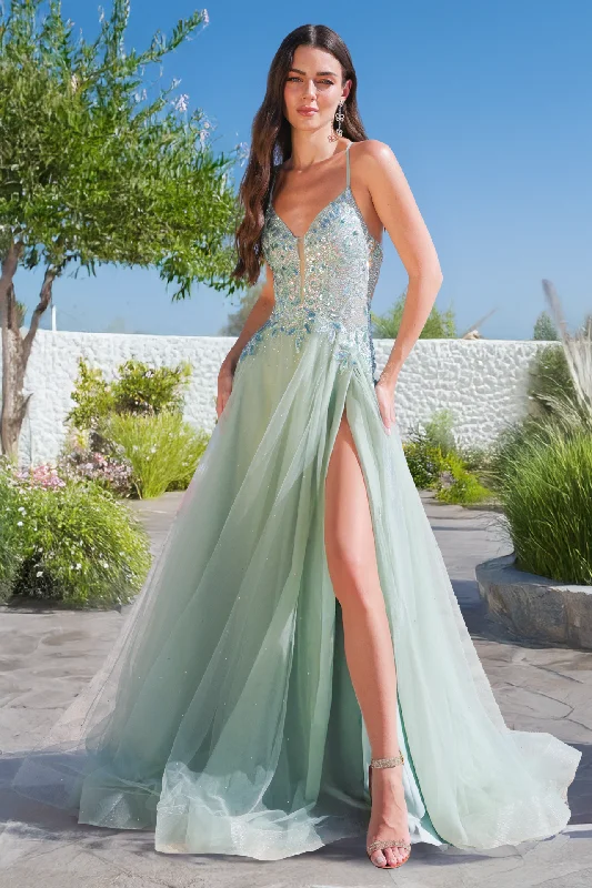Instant Savings Sleeveless A-line Slit Gown by Amelia Couture TM1028