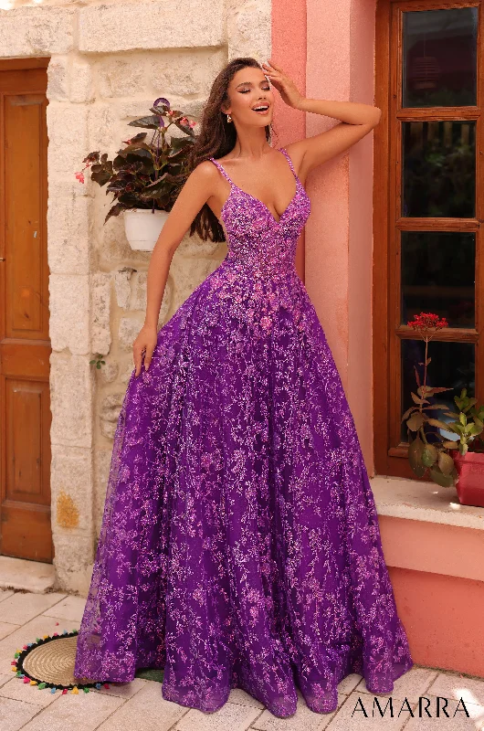 Best Seller Glitter Print Sleeveless A-line Gown by Amarra 88362