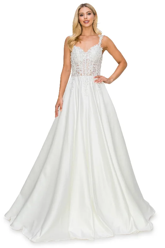Discount Days Applique Illusion Satin Gown by Cinderella Couture 8041J