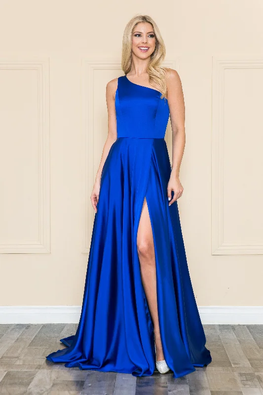 Best Bargains One Shoulder Charmeuse Gown by Poly USA 8912