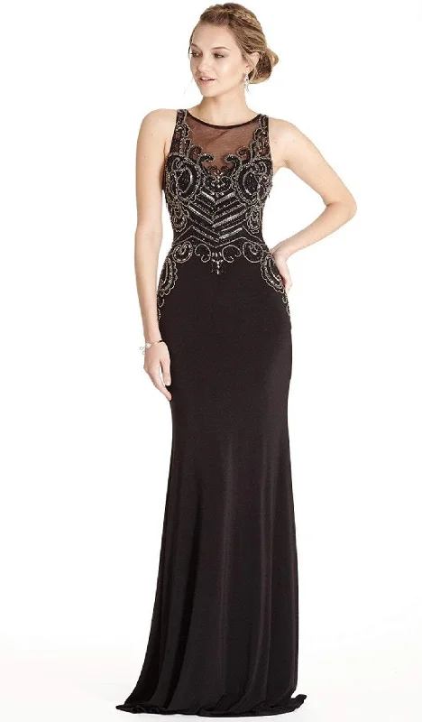 Exclusive Preview Trevi Collection - Embellished Halter Sheath Evening Dress