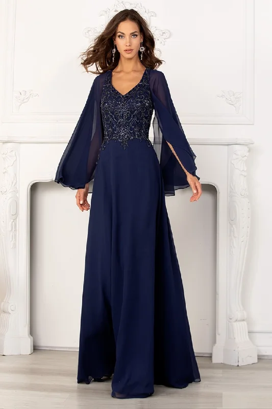 Blowout Sale Chiffon Capelet A-line Gown by Lucci Lu 6047W