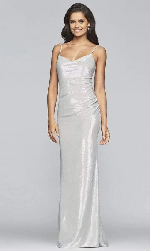 Price Meltdown Faviana - S10256 Cowl Neck Metallic Jersey Sheath Dress