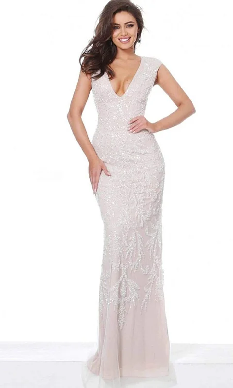 Shop and Save Jovani - 8102 Sequin Embellished Plunging V Neck Dress