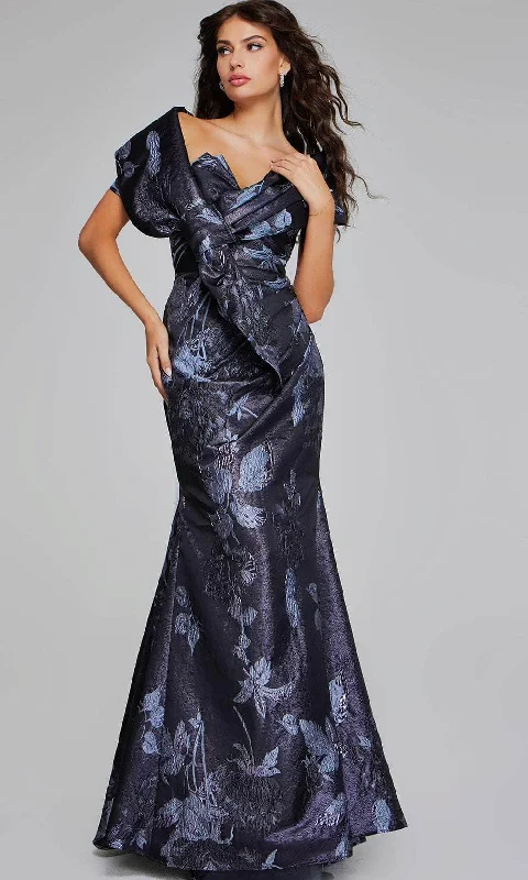 Closeout Sale Jovani 40309 - V-Neck Floral Detailed Evening Gown