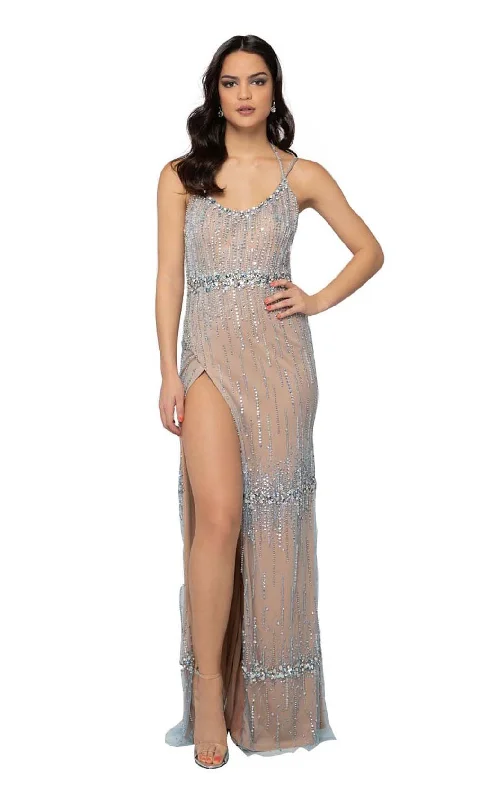 Now or Never Terani Couture - 1912P8222 Beaded Scoop Gown with Slit