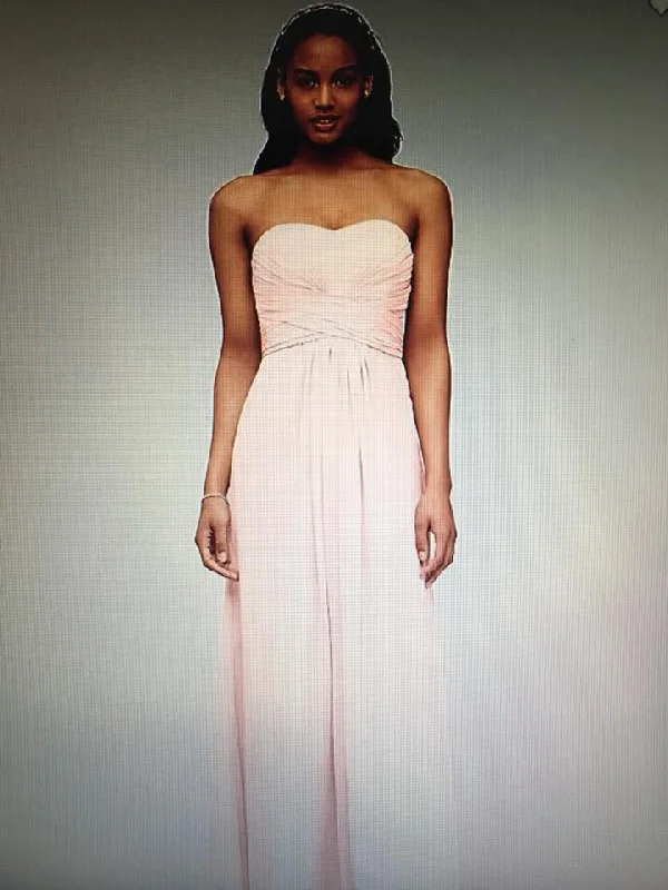 Mega Sale David's Bridal Long Strapless Chiffon Dress with Pleated Bodice