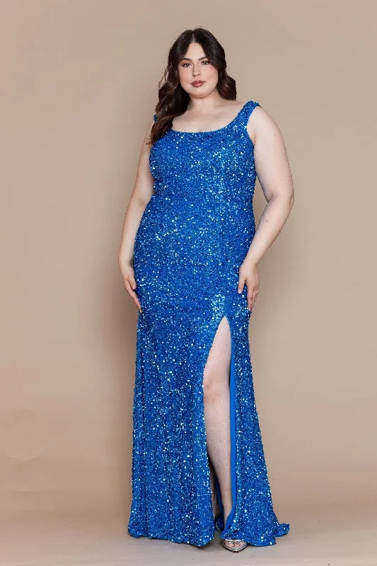 Savings Bonanza Plus Size Fitted Sleeveless Sequin Gown by Poly USA W1126