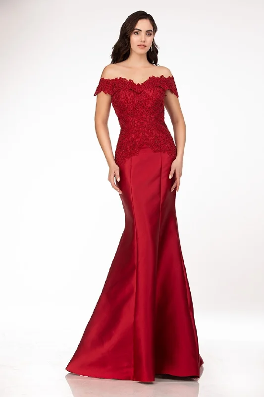 Final Clearance Mikado Off Shoulder Mermaid Dress by Abby Paris 986003W