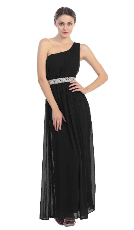 Stock Clearance Eureka Fashion - 1924 Asymmetrical Neck Flowing Chiffon Gown