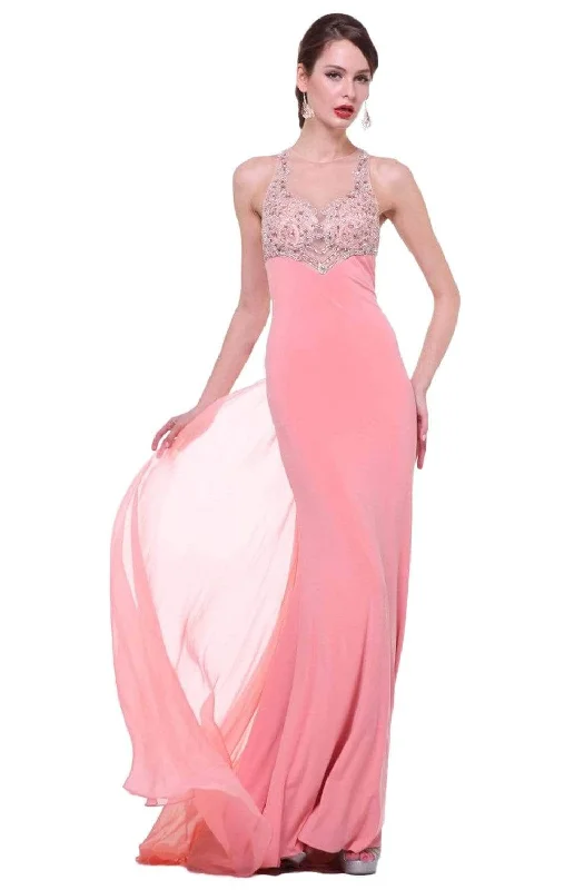 Sneak Peek Sale Ladivine 8744 - Beaded Illusion Sheat Evening Dress
